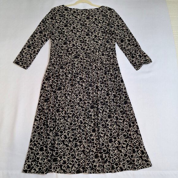 Vintage Liz Claiborne Fit & Flare Empire Midi Dress Size 14 V Collar 3/4 Sleeves - Picture 12 of 16